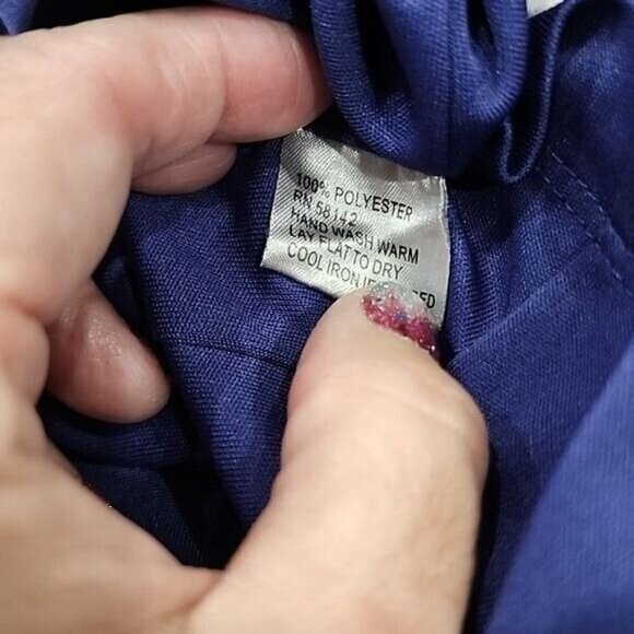 Muse Mini Shift Dress blue & white design lined 3/4 Bell slit sleeves Women's 2 - Picture 5 of 6